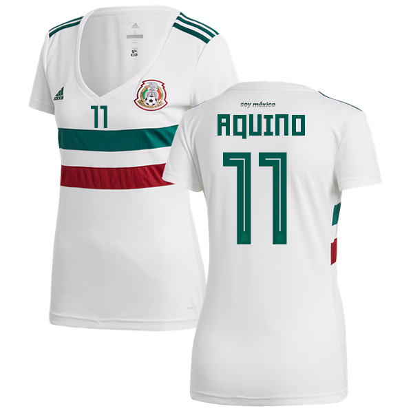 Women's Mexico #11 Aquino Away Soccer Country Jersey